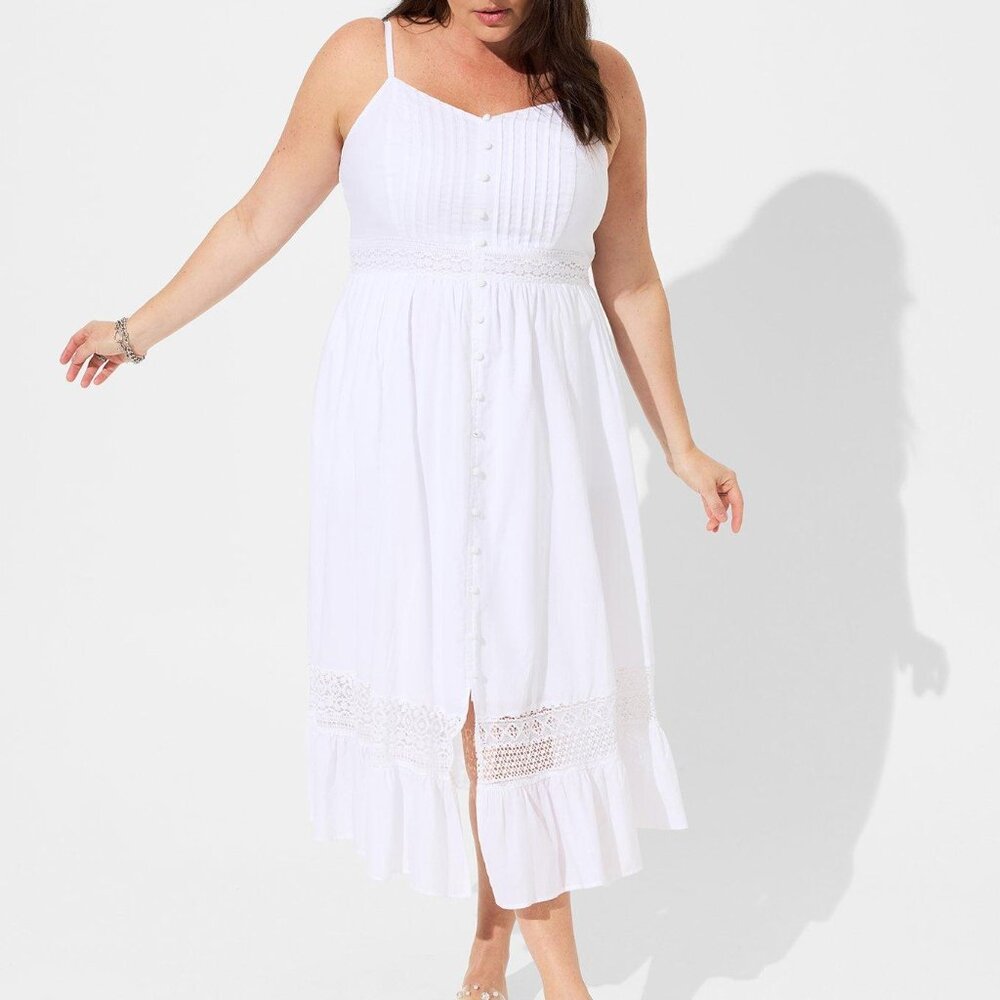 Torrid Midi Voile Stripe Lace Sleeveless Dress sz 1  FREE GIFT WITH  PURCHASE!!!